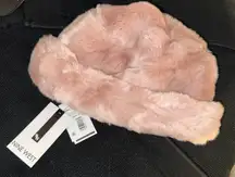 Pink faux fur Nine West bucket hat
