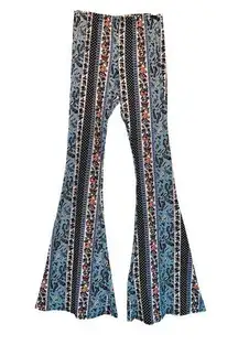 Tres Bien Wide Flare High Waist Paisley Boho Leggings size Small