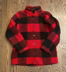 Maurices Red Flannel Sherpa Jacket