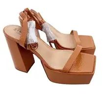 Simmi London Tan Snakeskin Platform Heel Sandals Sz 9