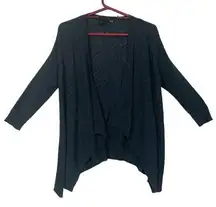 Eileen Fisher womens XS cardigan linen blend gray open front sweater casual mini