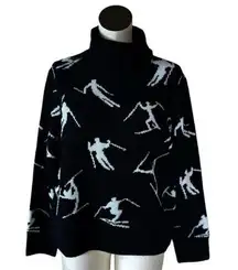 NWT CECE Ski Turtleneck Sweater Large Black White