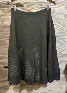 Coldwater Creek Midi Skirt Green Brown Size Medium Sequin Forest Fairy Granola