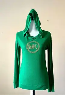 MICHAEL KORS | Green Studded Logo Knit Hoodie Sz S