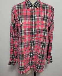 Polo Ralph Lauren coral plaid linen blend button down size medium