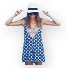 new Zara Trafaluc 𖡛 Printed Deep Double V Short Overalls Romper 𖡛 Navy 𖡛 S