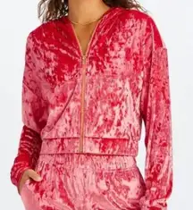 Fabletics  Crushed Velour Zip up Hoodie
Strawberry Red Top(Size Medium)