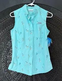 Columbia PFG Snap Front Omni Shade Wick Shirt XS Vented Sleeveless Tank UPF40