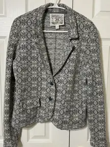 EUC Chelsea &‎ Violet New Womens Grey Print Sweater Jacket Medium Geometric-M