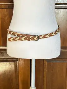 Fossil Women's Braided Leather belt Two Tone Brown Size Small
