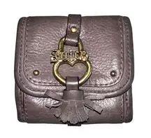 Vintage Y2K Authentic Juicy Couture Purple Grey Leather Bifold Wallet Coin Purse