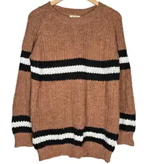 Spring Haze Los Angeles‎ Sweater Brown Stripe Pullover Knit Acrylic Blend S/M