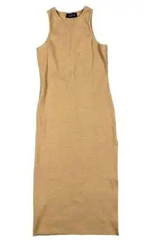 White Fox Boutique - Round Neck Sleeveless Midi Dress in Tan