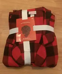 Wondershop Women's Plaid Flannel 2 Piece Pajama Pant Set Pants & Top Red Black