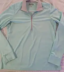 Greg Norman 1/4 Zip Golf Top Performance Women M Aqua Long sleeve