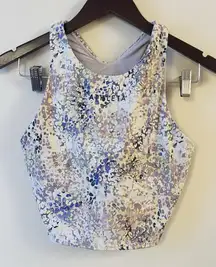 Athleta Cropped Top Womens Size M Built In Bra Padded Activewear Blue/Purple