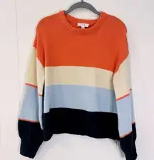 THML  Orange, Blue, & Cream Colorblock Stripe Sweater M