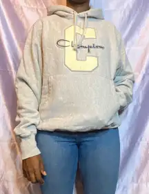 Champion grey reverse weave drawstring hoodie S