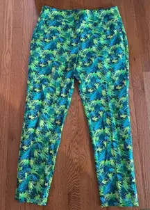 Soft Surroundings Pants Skinny leg Ankle Length Green Floral Womens size‎ Large