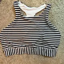 Athleta High Moon Navy Stripe XL Sports Bra‎ Nautical High Support NWOT Active