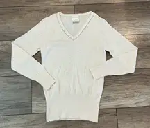 Nike Golf White V Neck Perforated Long Sleeve Sweater Top Womens Small