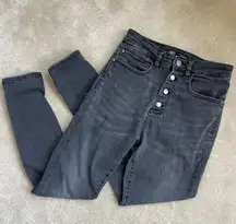 High Waist Faded Black Skinny Jeans