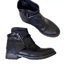 Patrizia Black Leather Moto Zip Ankle Boots Women’s 10 Fall Biker Goth Booties