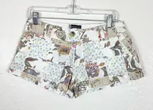 Vintage y2k White Floral Patchwork Low Rise Shorts