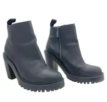 DOC MARTEN Dr. Magdalena Black Leather Heeled Ankle Boots US Women's 8 EU 39