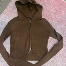 Brandy Melville  Brown Cropped Zip Up