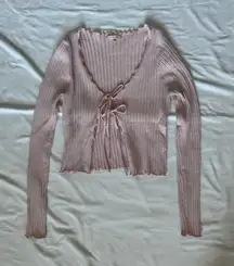 Lottie Moss Pink Front Tie Long Sleeve Top