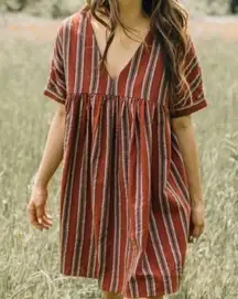 Listicle  Boho Striped Print Babyboll Tunic Dress