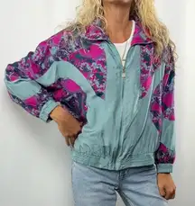 Vintage 90's Petite Sophisticate 100% Silk Full Zip Jacket in Blue Size Small