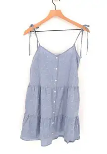 Sezane Felicie Tiered Mini Dress Tie Strap in Light Blue Polka Dot Women's 38 6