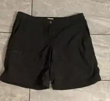 LLBean Womens Black Nylon Spandex Cargo Shorts Size 14 Hiking Outdoor