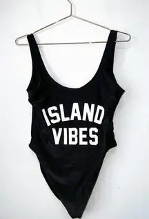 Dixperfect Black And white “island Vibes” One Piece Bathing Suit Women Size M