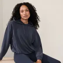 Athleta Seasoft Bubble Hem Hoodie Size Small Navy style 842682 Blue Women's