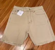 Tan Denim Shorts