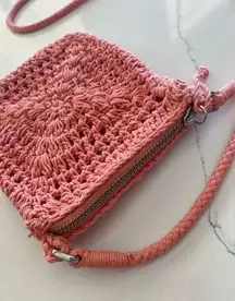 Target  Coral Pink Boho Crochet Mini Crossbody Purse Cell Phone Bag