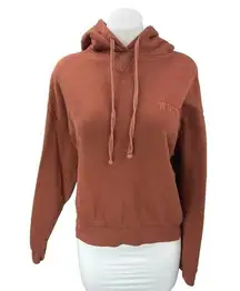 WSLY Women's Brown Long Sleeve Fleece Hoodie Hooded Cozy Sweatshirt Top Size S