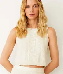 $148 New Monrow Revolve Crochet Knit Tank White - Small