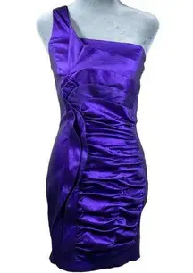 VTG Y2K Fairygoth Prom Dress Sz 2 Purple Ruched Cocktail Goth Jessica McClintock