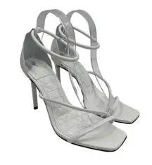 SCHUTZ Gaiah Heels Size 9 White Strappy High Heel Bungee Cord Stretch Stiletto