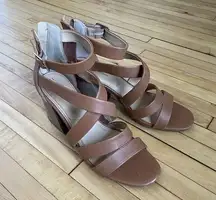 Time & Tru Memory Foam Strappy Heels Size 11 Light Brown summery wedding shoes
