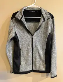 Beverly Hills Polo Club Women Fleece Zip Up Jacket Gray Black Size S