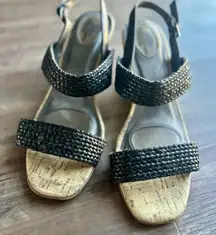 LifeStride Memory Foam Women’s Size 8 Wedges with Black Straps & Ankle Strap