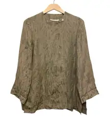 Jaegar Linen Blend Jacket Women‎ Size US 8/UK 12 Tan Brown Patterned Retro Vtg