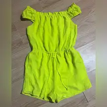 Bright lime green short romper ladies xs-s