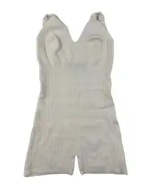 White Fox Boutique - Ribbed V Neck Playsuit in White