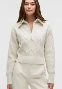 NWT Lululemon Cable-Knit Oversized Half Bone Zip Sweater Size L